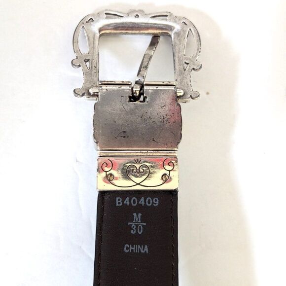 Brighton Black and Brown Reversible Belt with Silver Buckle Size M B40409 - Picture 5 of 10